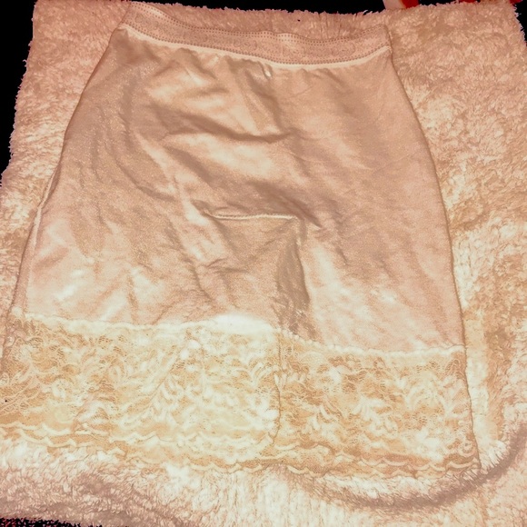 Flexees M ivory shapewear shaper slimming panty lined satin lace trim skirt - Picture 1 of 12